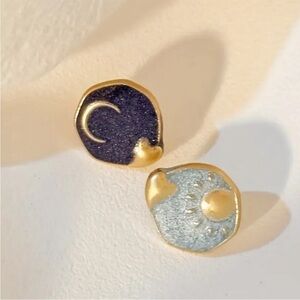 Gold and Blue Moon Earrings